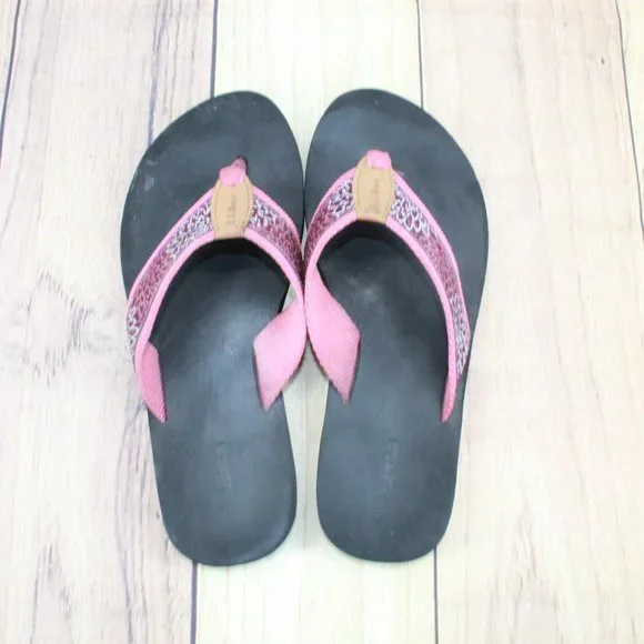 LL Bean Women's Pink Printed Nylon Flip Flops Summer Flat Sandals Size 9 M - Picture 6 of 9